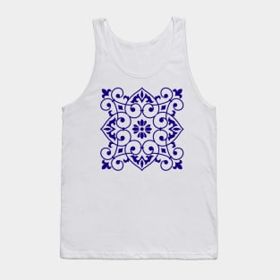 Antique Azulejo Tile Floral Pattern Tank Top